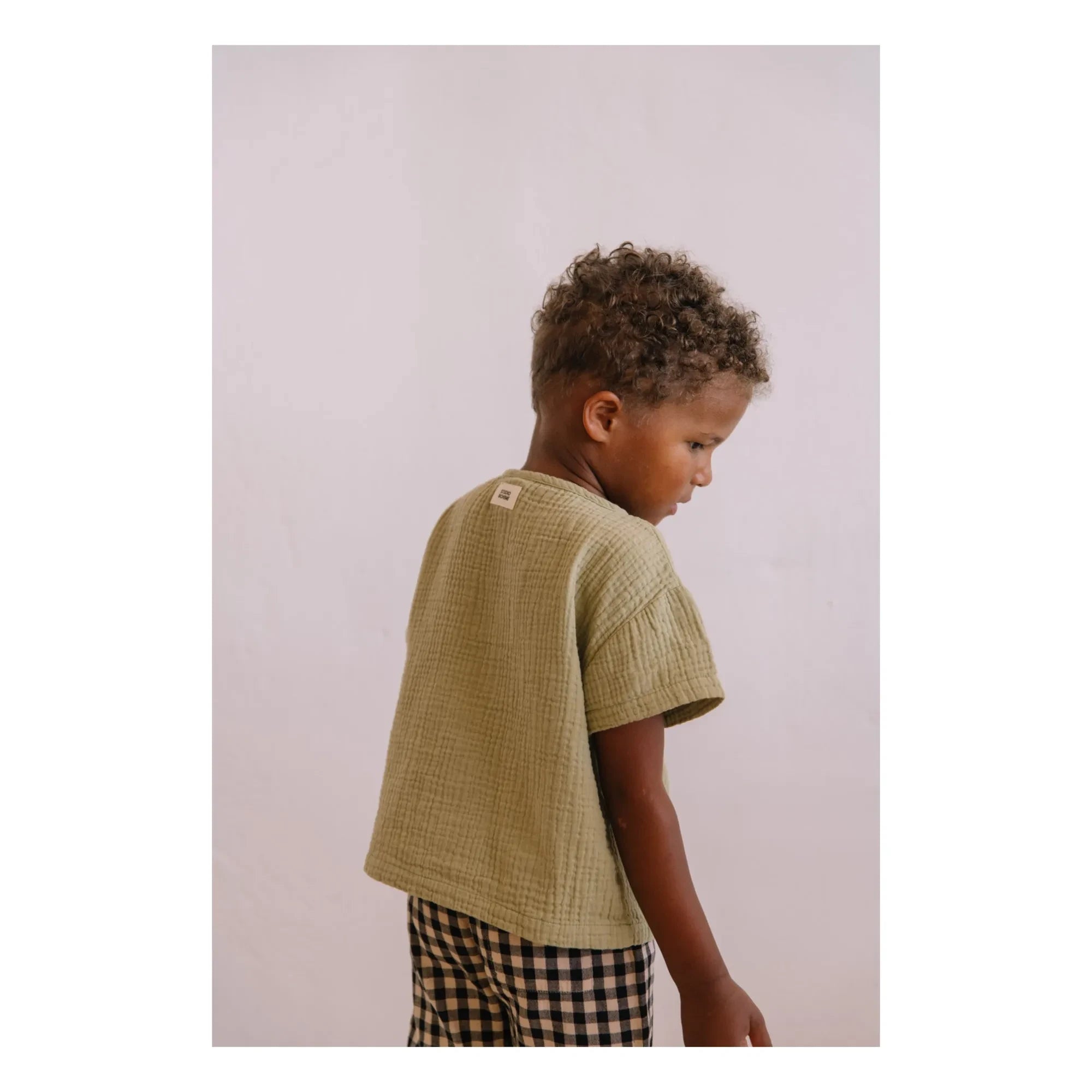 Studio Bohème - Camiseta de gasa de algodón orgánico Orso | Caqui claro