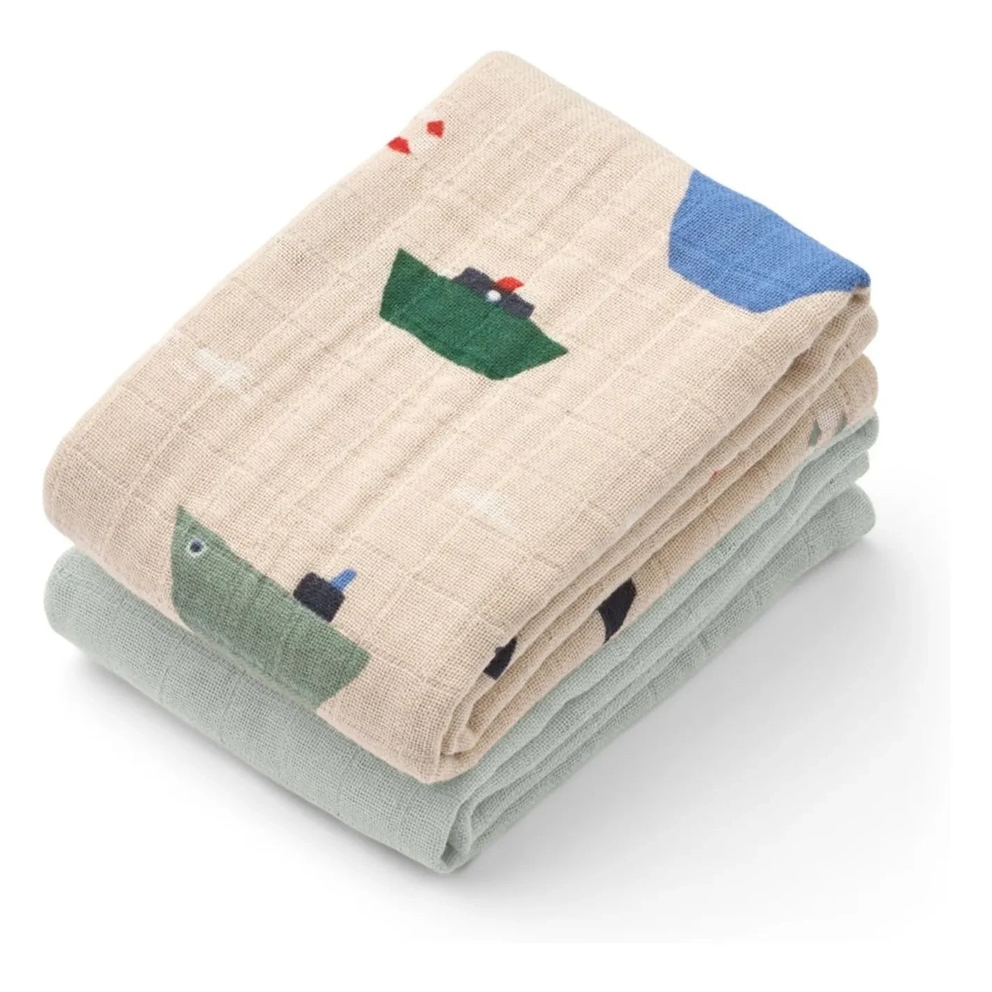 Pañales de muselina de algodón orgánico Lewis Liewood - Pack de 2 | Mezcla de azul vela/paloma