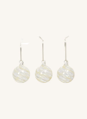 Broste Copenhagen - Adornos Navideños de Vidrio Curvado - Set de 3 | Blanco