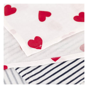 Petit Bateau - Cambiador de pañales estampado con corazones, lote 2 | Blanco