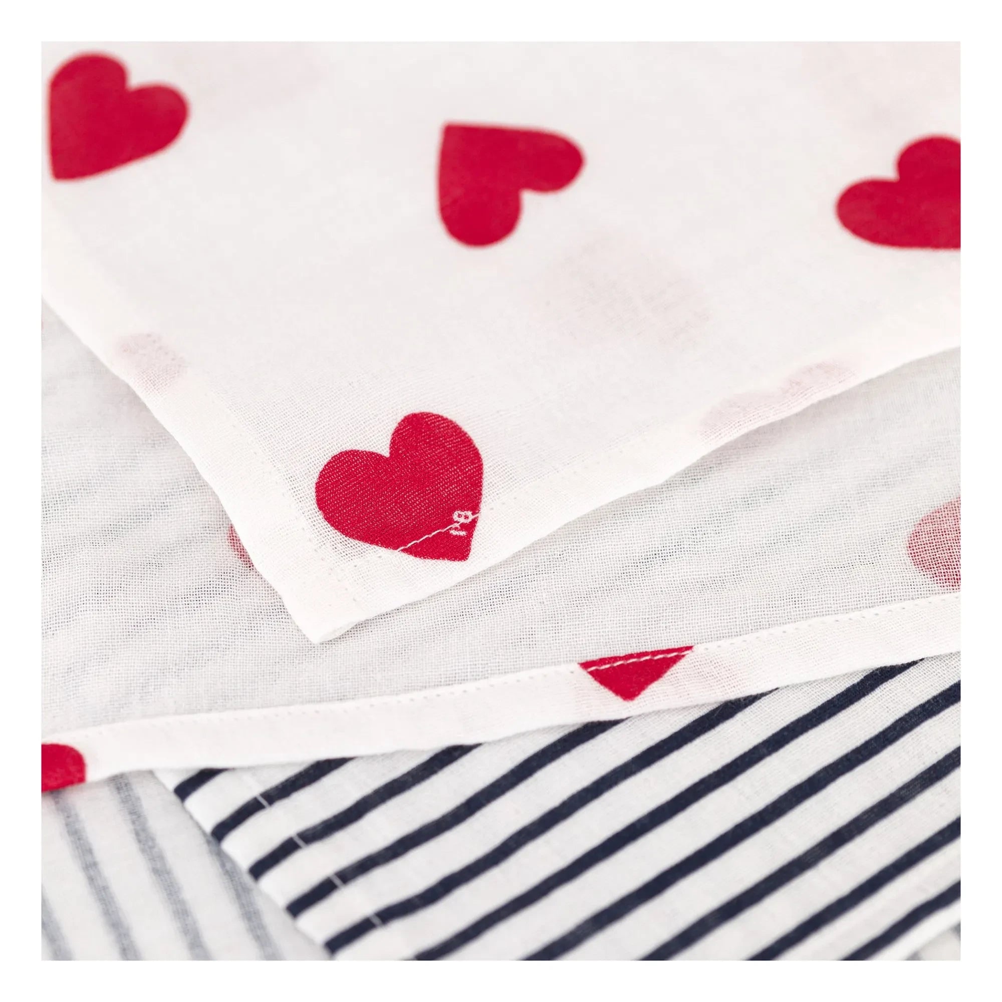 Petit Bateau - Cambiador de pañales estampado con corazones, lote 2 | Blanco