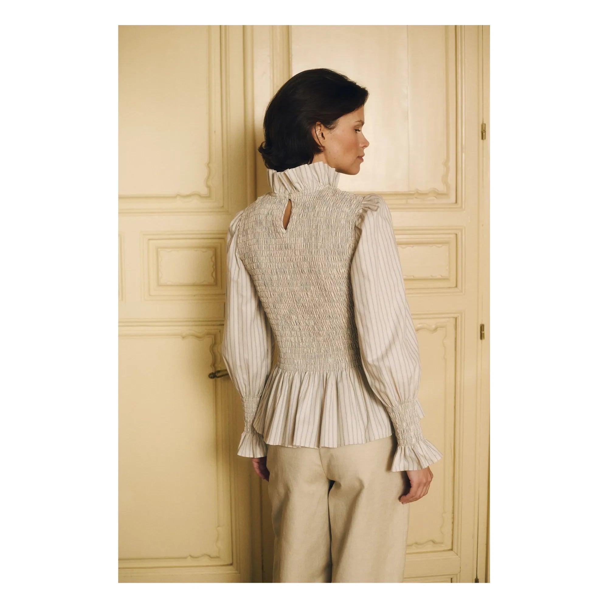 Maria de la Orden - Blusa de rayas Aleria de algodón | Azul claro