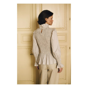 Maria de la Orden - Blusa de rayas Aleria de algodón | Azul claro