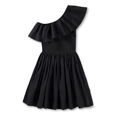 Molo - Vestido Asimétrico con Volantes de Algodón Orgánico Chloey | Negro
