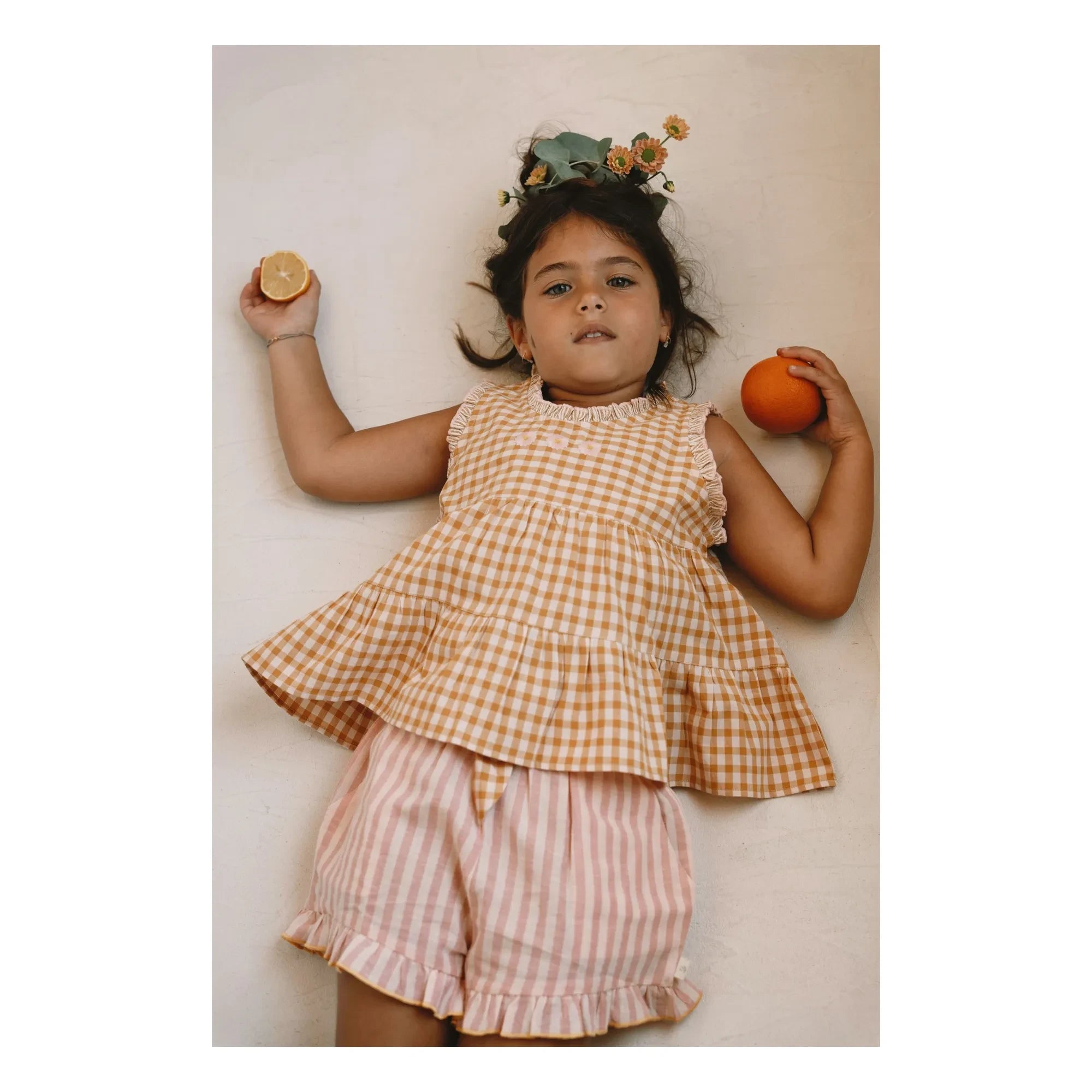 Lilinoa - Short con volantes a rayas Alban | Rosa