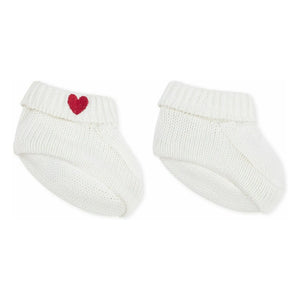 Petit Bateau - Pantuflas de algodón orgánico con tejido de corazón | Blancas