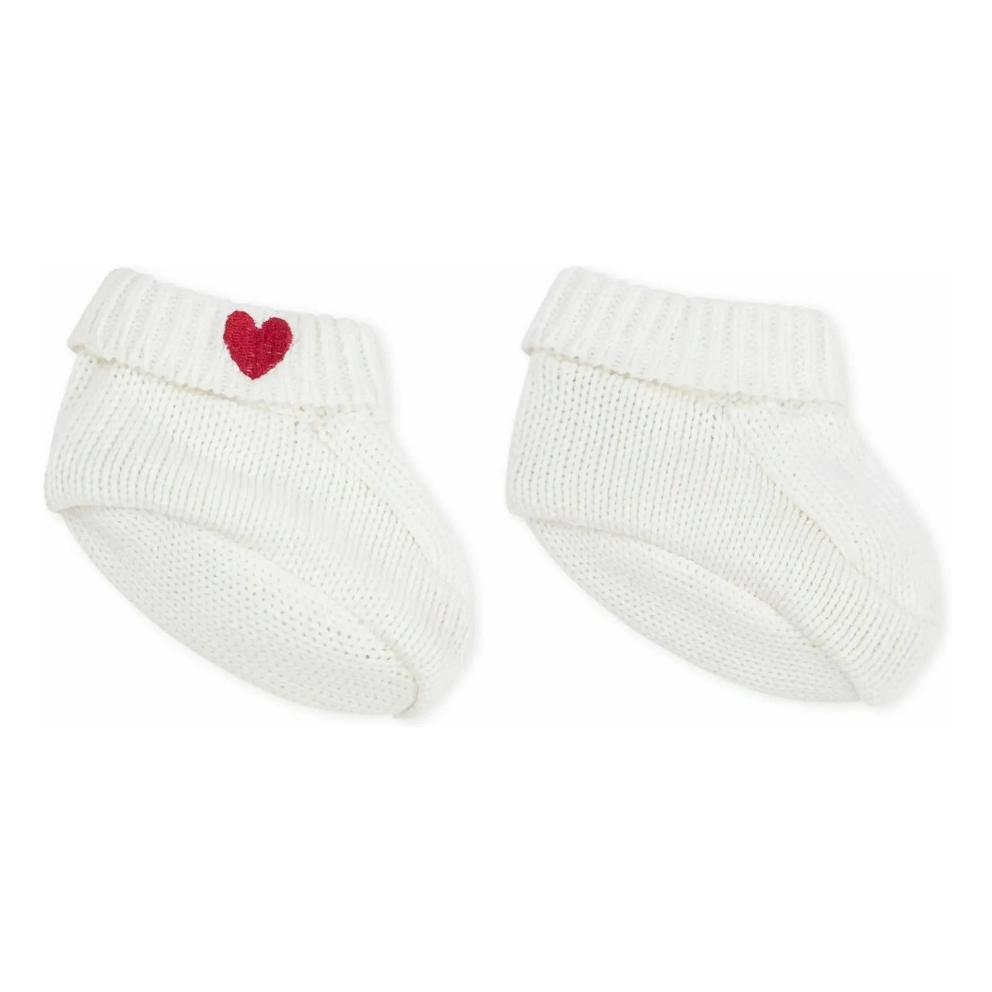 Petit Bateau - Pantuflas de algodón orgánico con tejido de corazón | Blancas