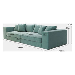 Panac Edition - Sofá de 3 plazas Bellechasse, terciopelo crudo - 245 cm | Azul Marino