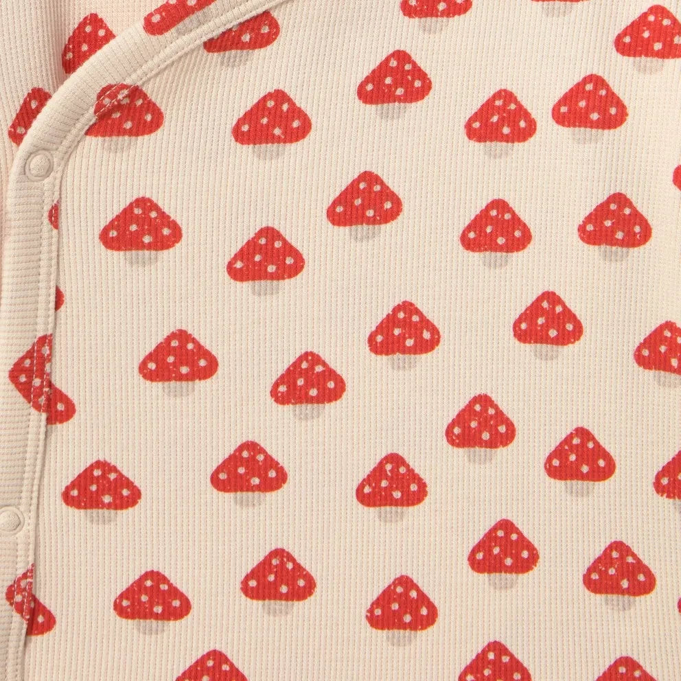 Tinycottons - Body cruzado de algodón orgánico acanalado, estampado de setas | Crudo