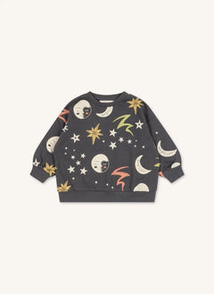 Konges Sløjd - Loupy Cosmic Organik Pamuklu Sweatshirt | Kömür grisi