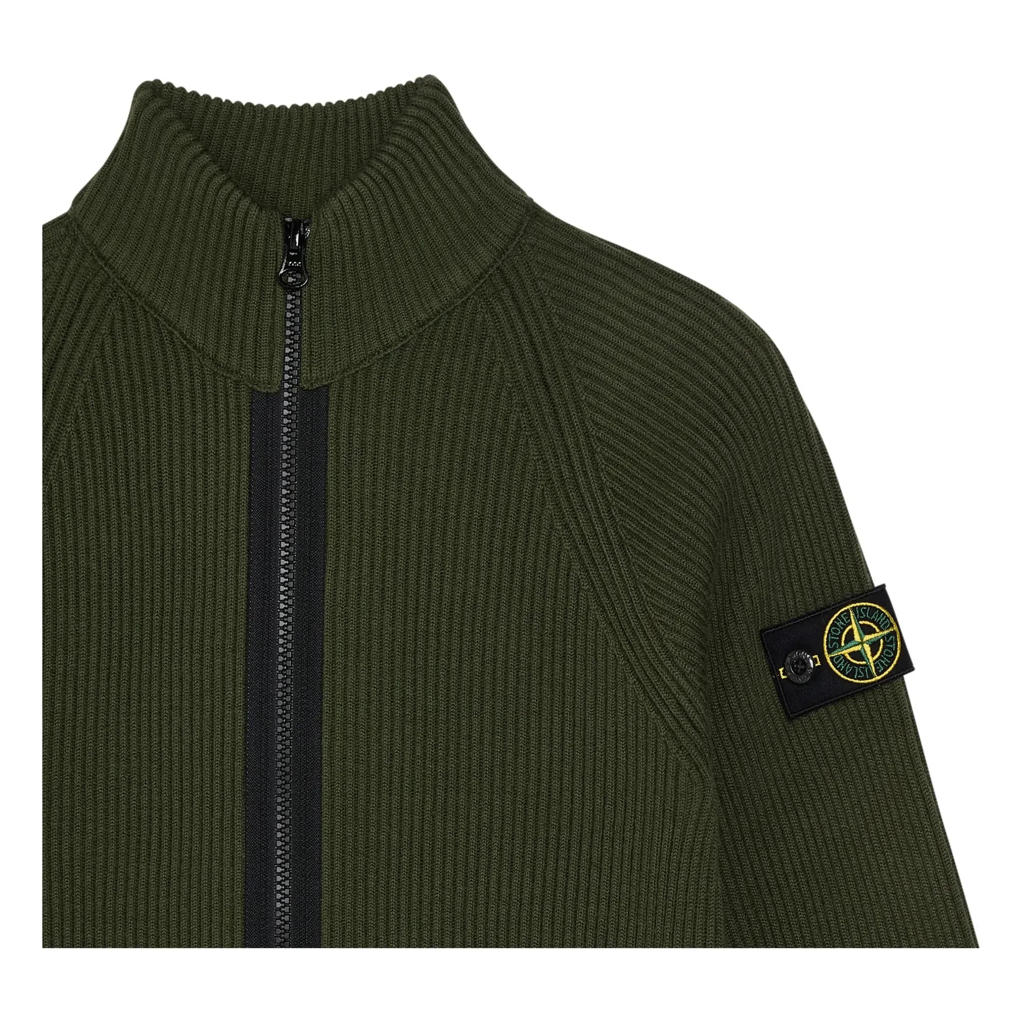 Stone Island - Chaleco de Lana con Cremallera y Logotipo | Caqui