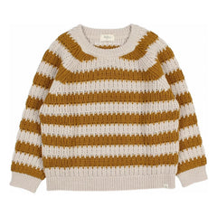 Búho - Jersey de alpaca de lana a rayas | Mostaza