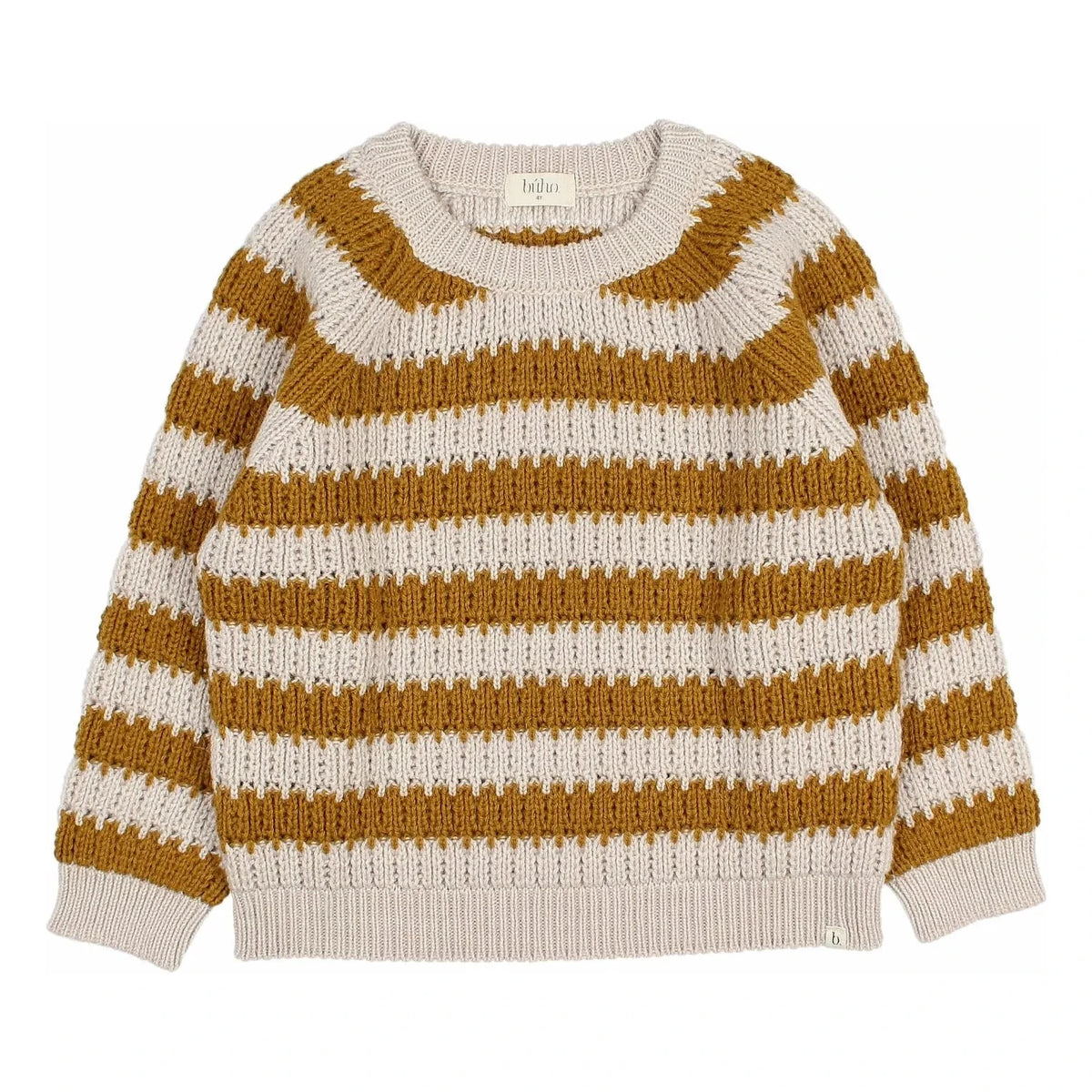 Búho - Jersey de alpaca de lana a rayas | Mostaza