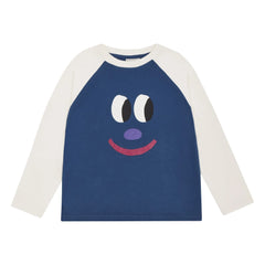 The Campamento - Renk Bloklu Smiley Tişört | Mavi