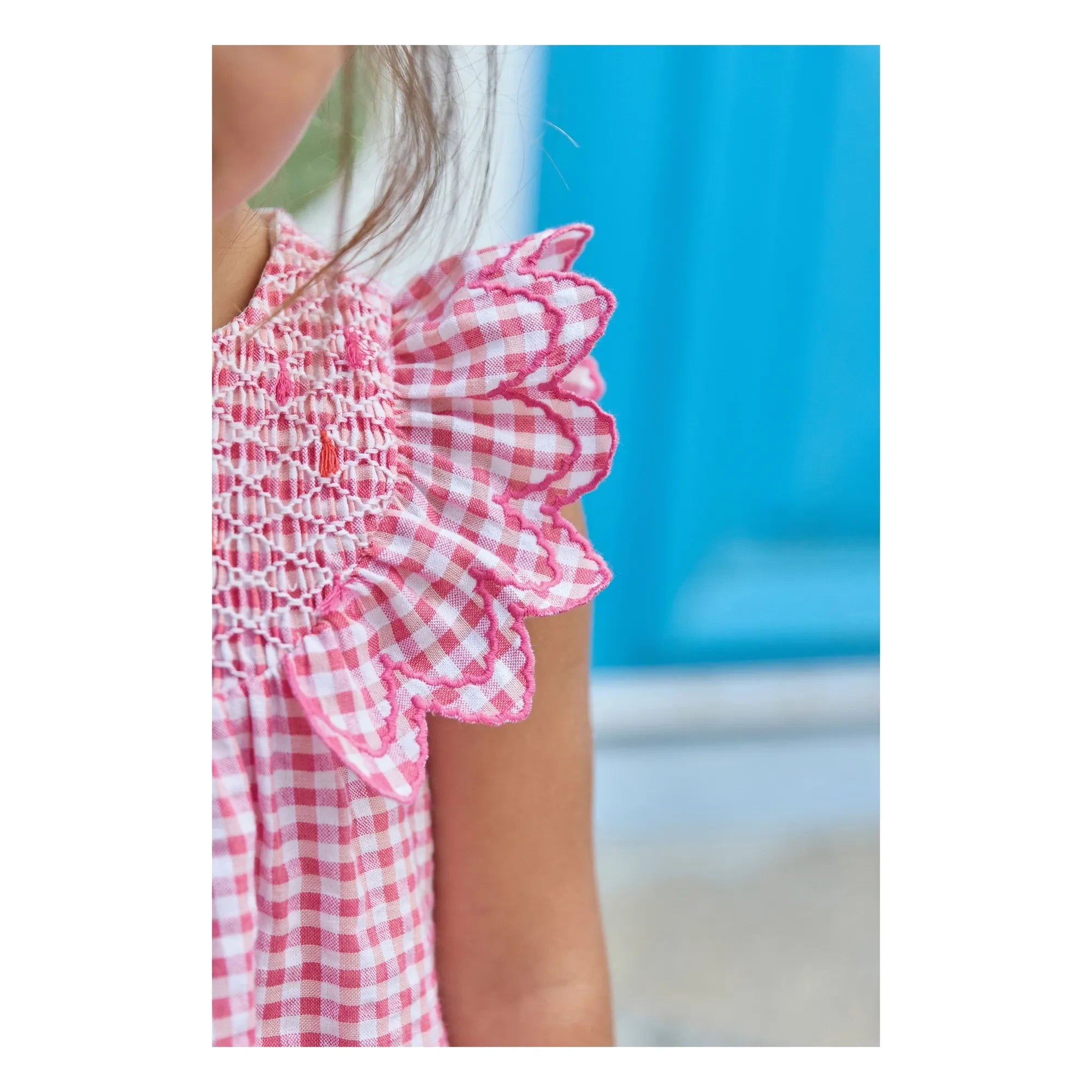 Tartine et Chocolat - Vestido de guinga con encaje | Rosa