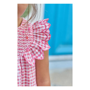 Tartine et Chocolat - Vestido de guinga con encaje | Rosa