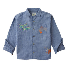 Gingersnaps - Camisa Chambray Bordada Lewis | Azul