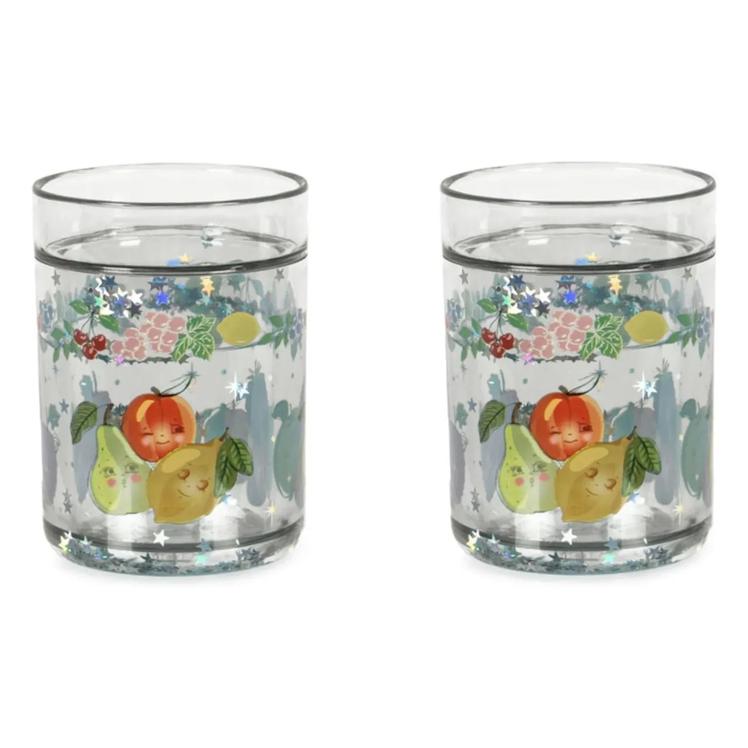 Konges Sløjd - Vasos con purpurina y frutas - Set de 2