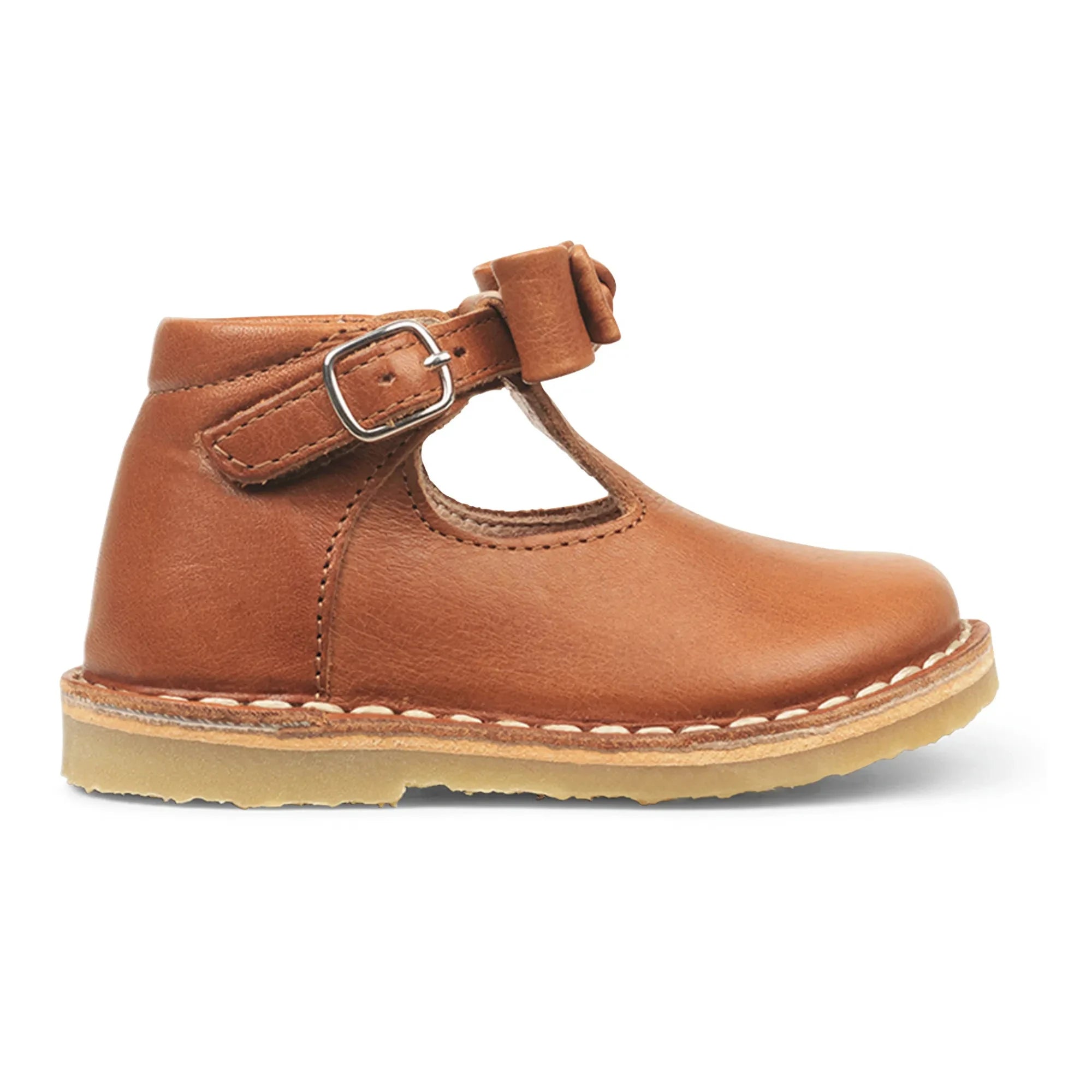 Petit Nord - Zapatos T-Bar con lazo para bebé | Coñac