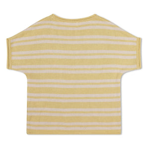 Matona - Camiseta de punto fino de algodón orgánico a rayas | Amarillo pálido