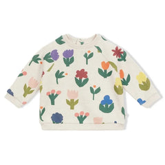 Arsène et Les Pipelettes - Organik Pamuklu Çiçek Desenli Bebek Sweatshirt | Yeşil