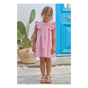 Tartine et Chocolat - Vestido de guinga con encaje | Rosa