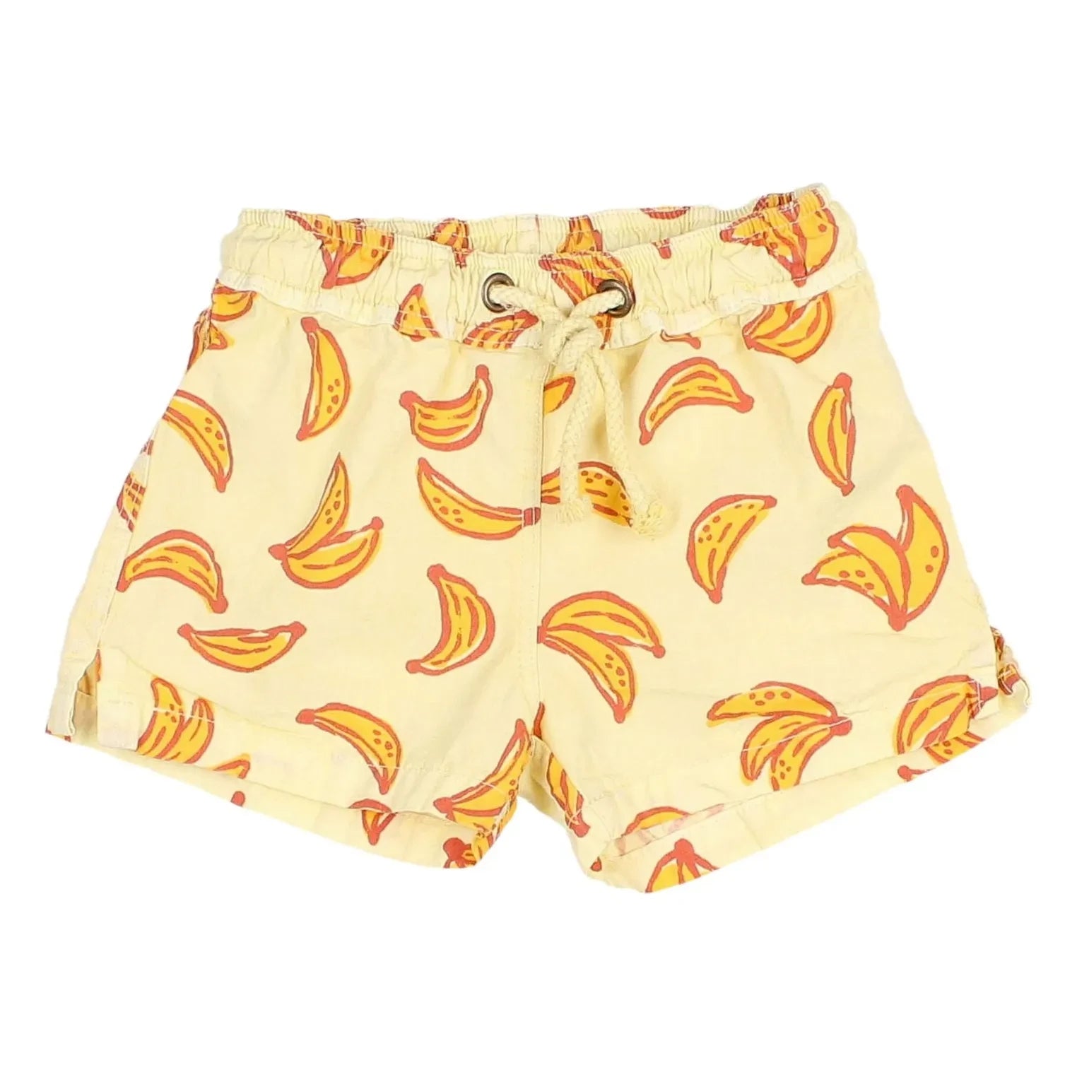 Búho - Bañador corto de algodón orgánico con estampado de plátanos | Amarillo
