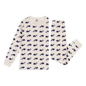 Petit Bateau - Pijama burdeos de algodón orgánico | Beige