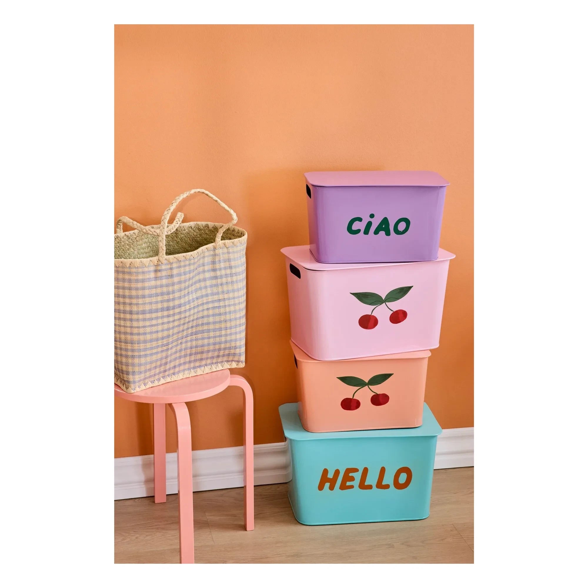 Rice - Cajas de almacenamiento de pared - Juego de 2 | Rosa