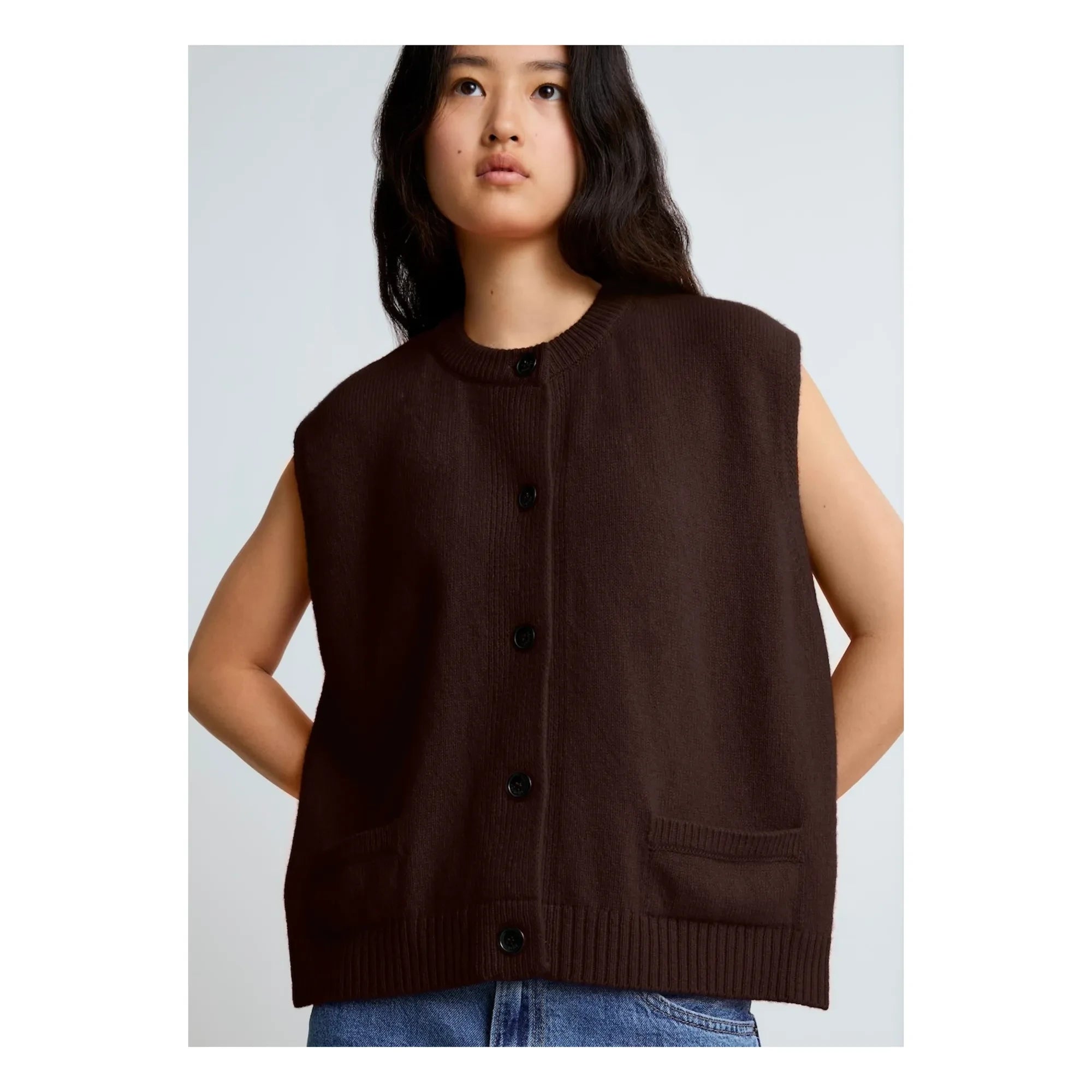 Surprise Paris - Margaux Chaleco sin Mangas de Lana Merina y Cachemir | Chocolate