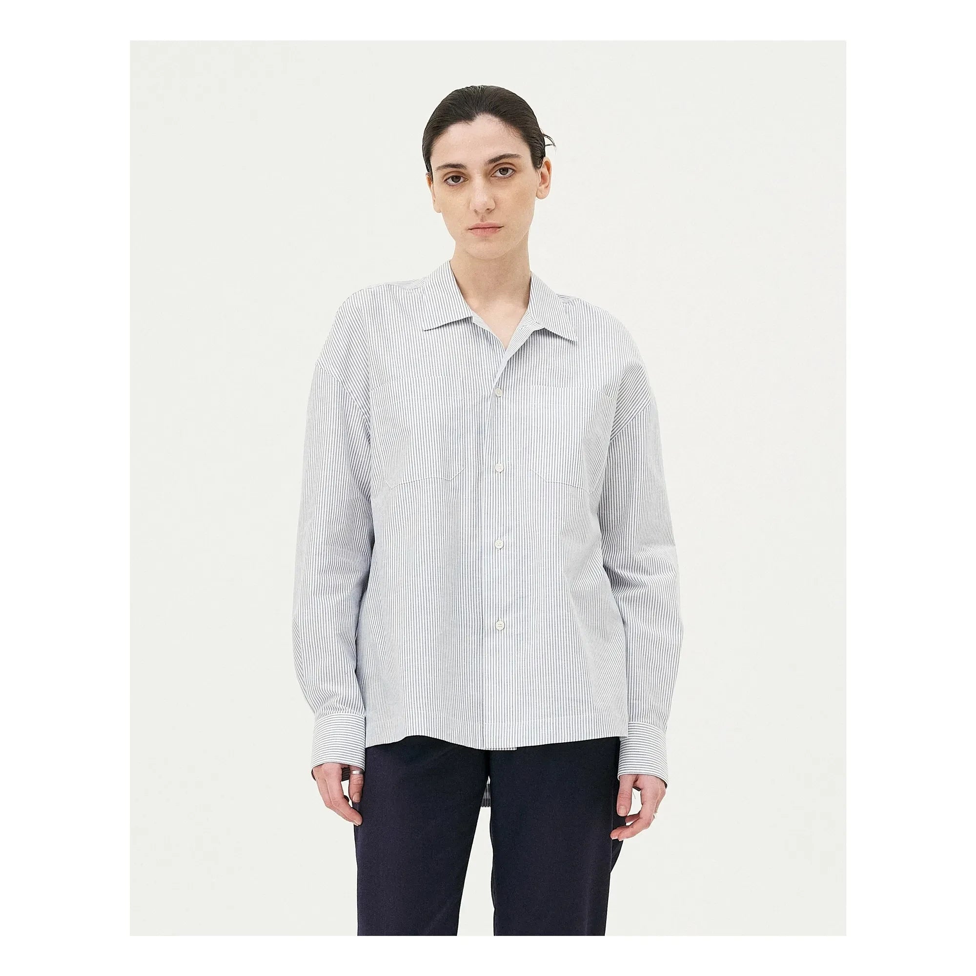 Noyoco - Camisa De Algodón Orgánico De Raya Bora | Azul Claro