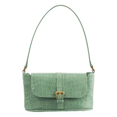 BY FAR - Bolso de cuero con efecto cocodrilo Miranda Baguette | Verde menta