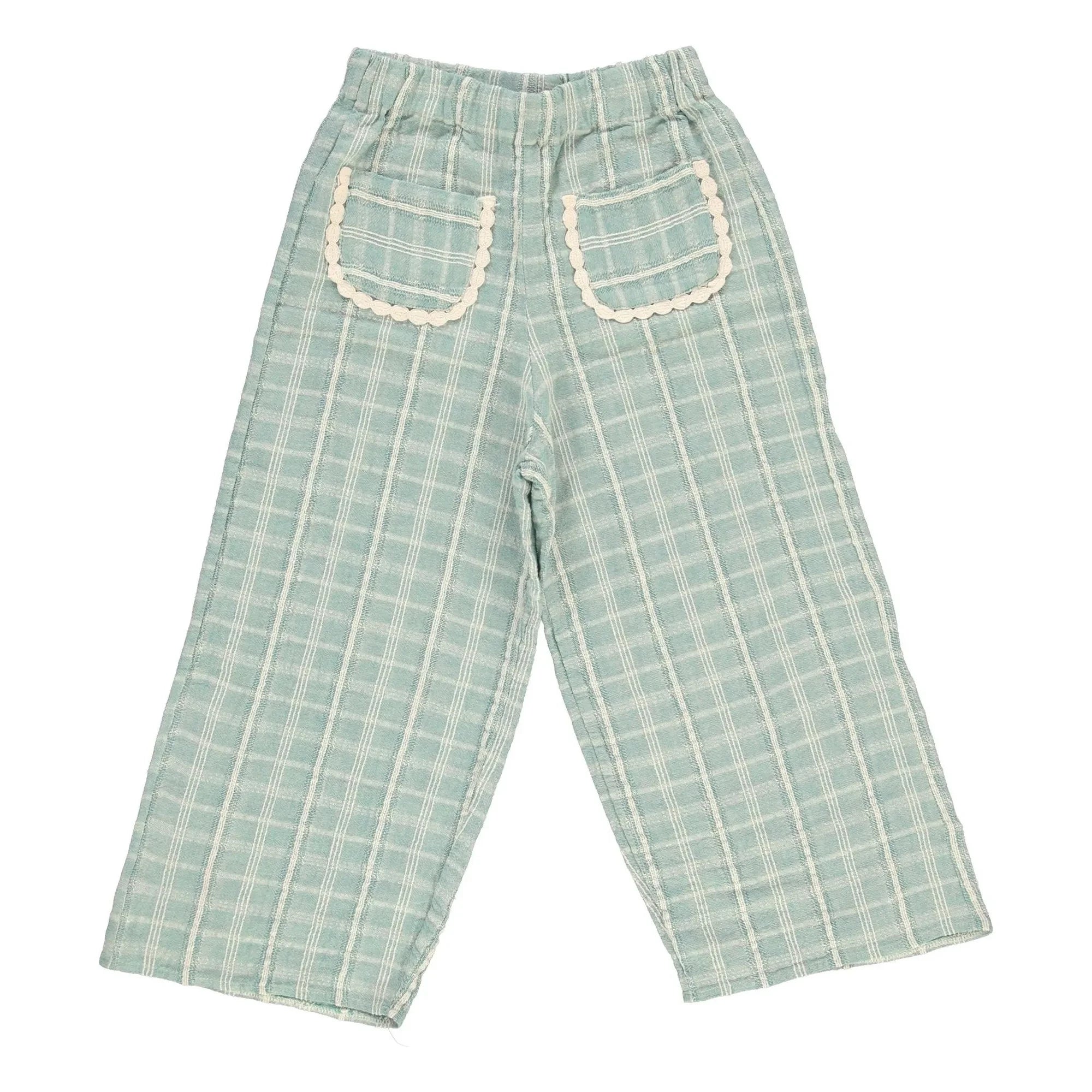 Bebe Organic - Pantalón de pana con bolsillos y cuadros Mia | Azul Verde