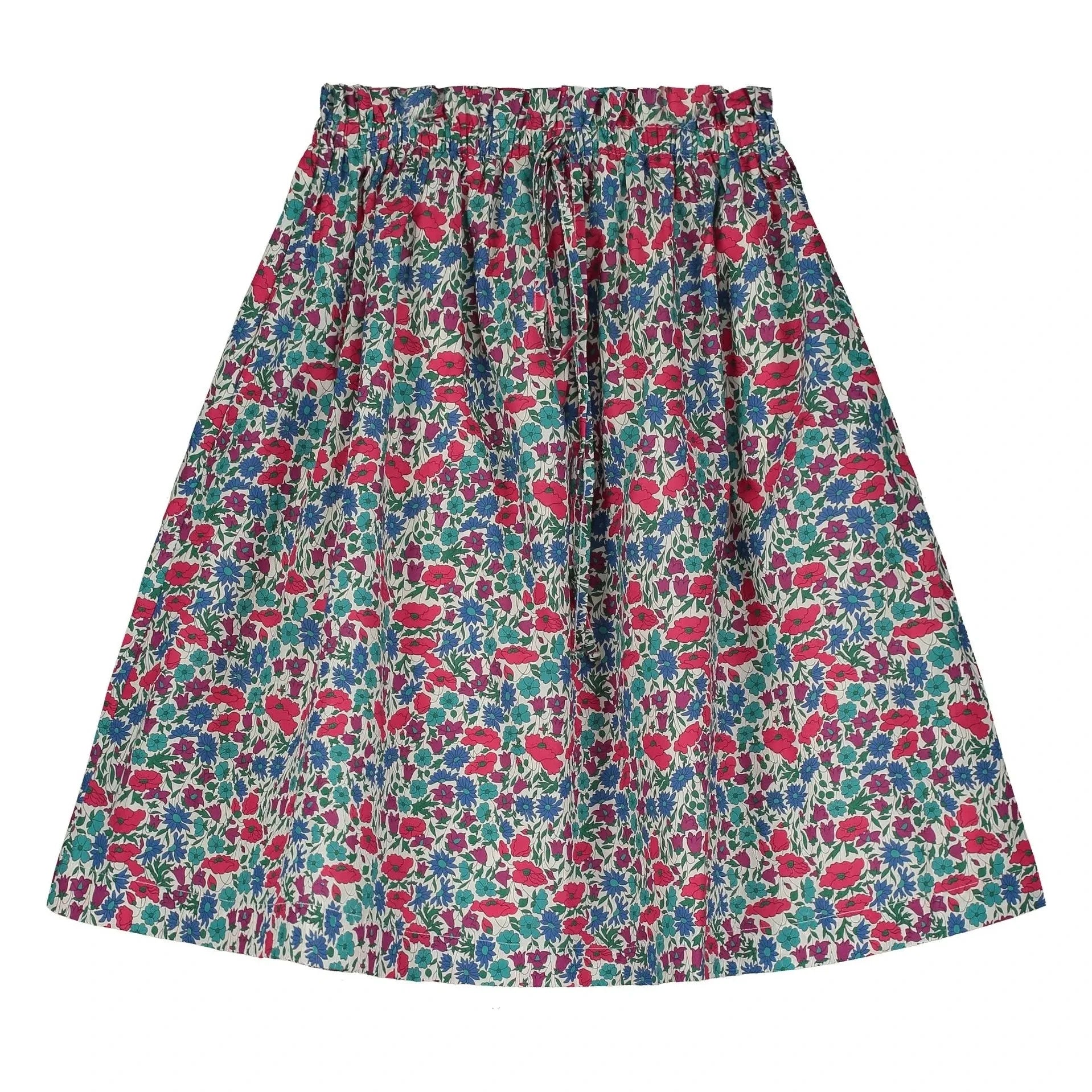 Tangerine - Falda Midi con Estampado Floral y Cintura Elástica | Rojo Frambuesa