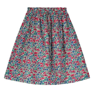 Tangerine - Falda Midi con Estampado Floral y Cintura Elástica | Rojo Frambuesa