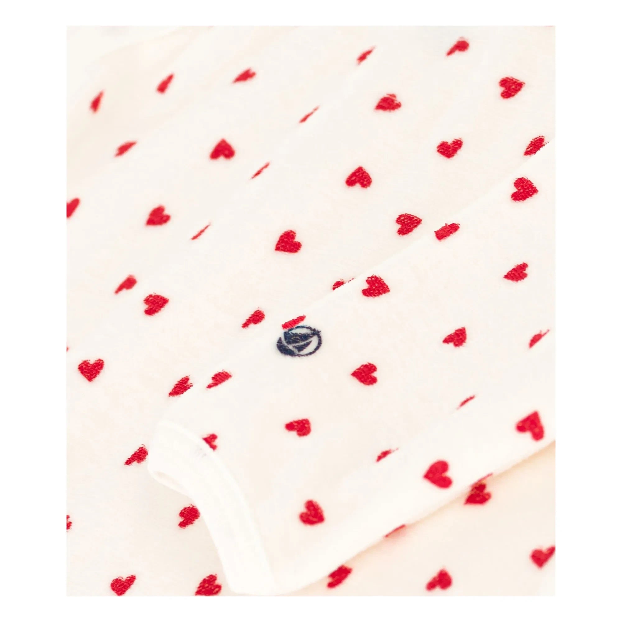 Petit Bateau - Pijama con pies Corazones Terciopelo Algodón Orgánico | Blanco