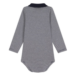 Petit Bateau - Çizgili органik pamuklu polo body | Lacivert