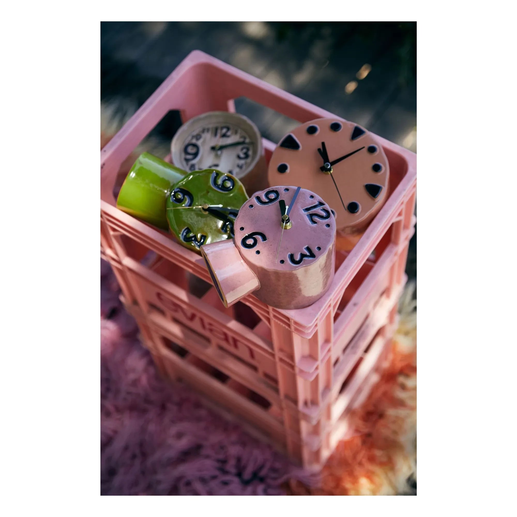 HKliving - Reloj retro de cerámica | Rosa