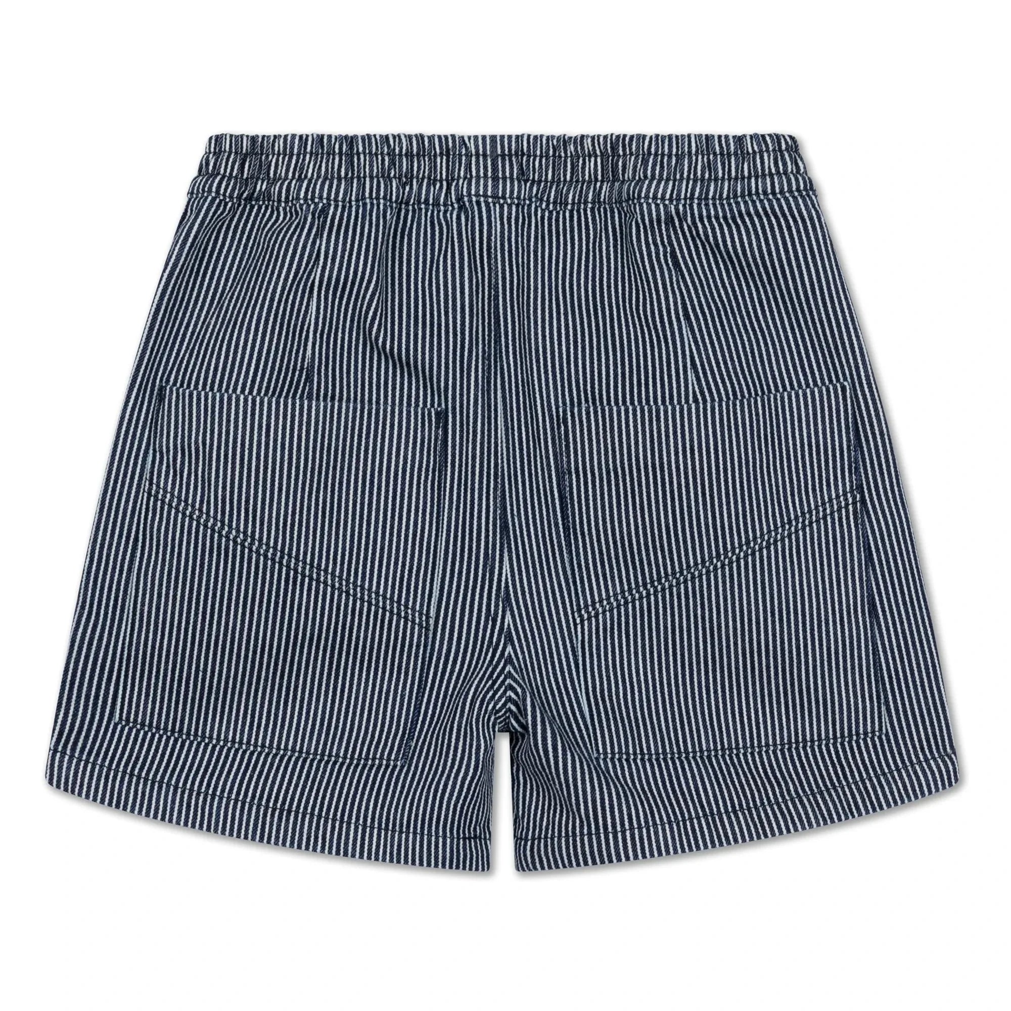 Repose AMS - Pantalón Corto Elástico con Rayas de Algodón Orgánico | Azul