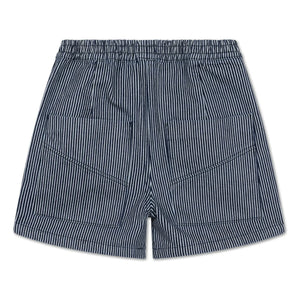Repose AMS - Pantalón Corto Elástico con Rayas de Algodón Orgánico | Azul