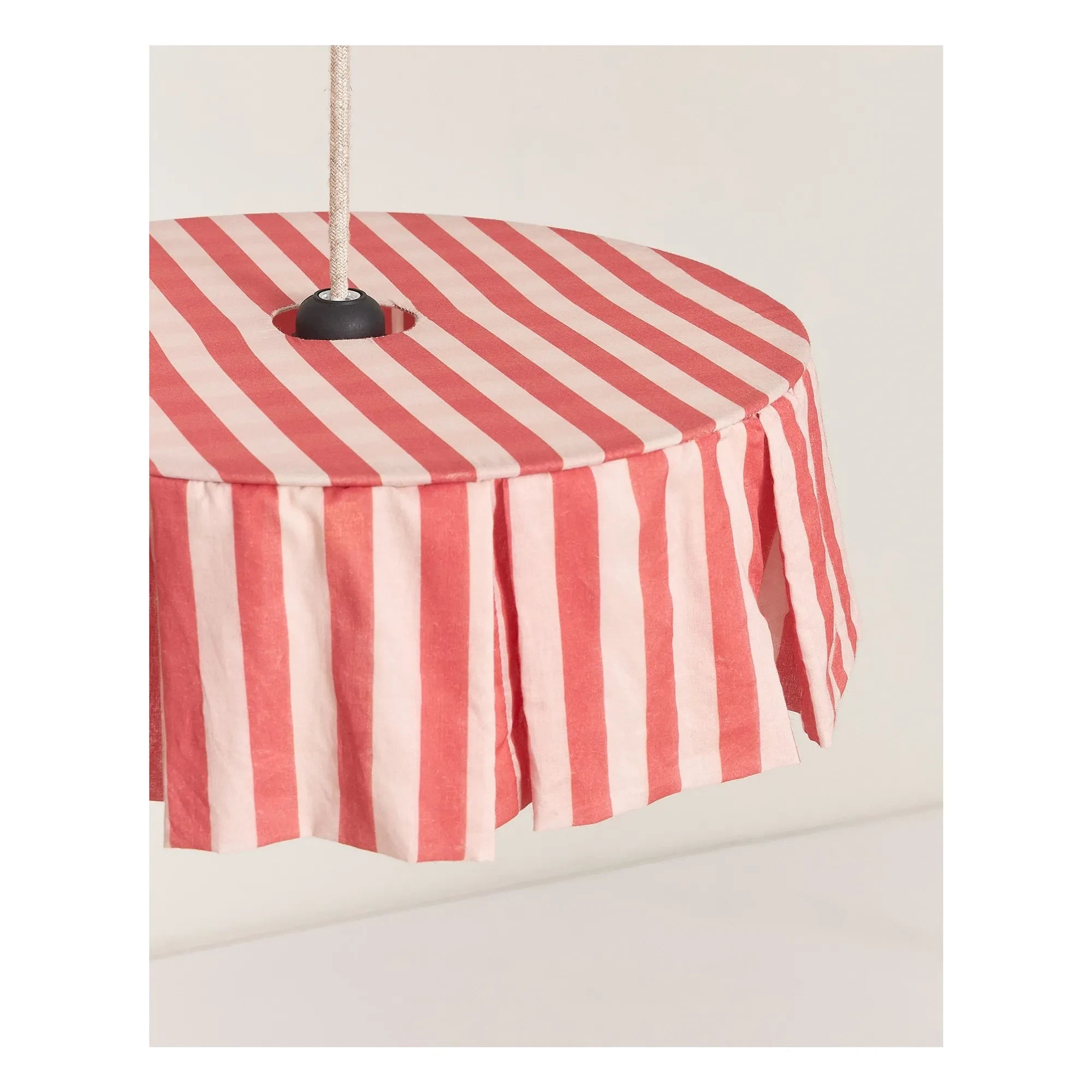 Nobodinoz - Pantalla de lámpara orgánica de algodón voile con rayas | Rojo