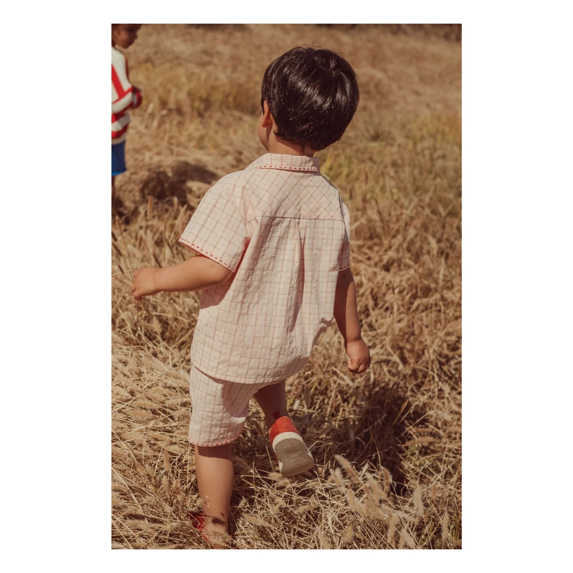 THE LiTTLE POETS - Camisa bordada de Álvaro a cuadros de algodón orgánico | Rosa Claro