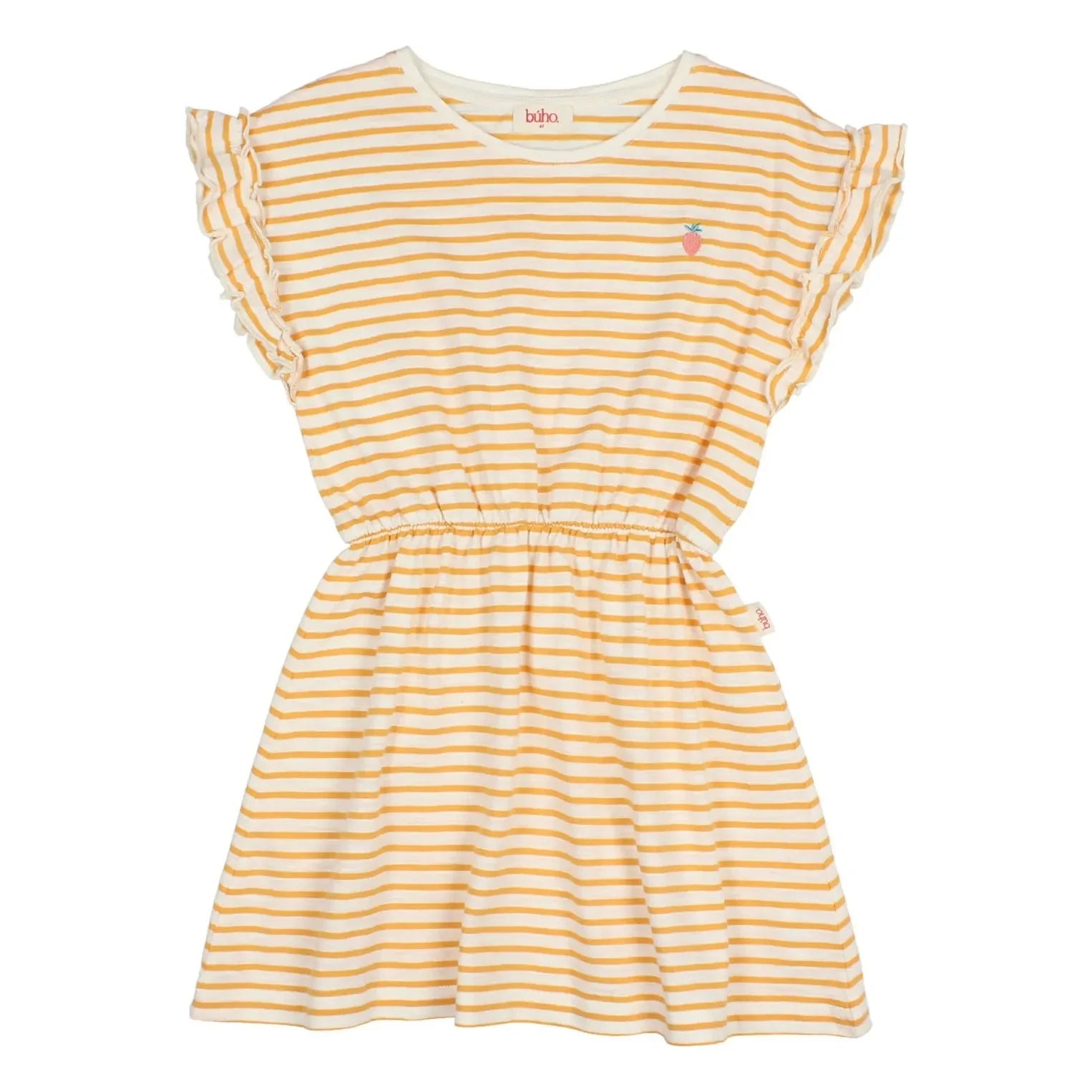 Búho - Vestido de punto de rayas Fresa Algodón Orgánico | Amarillo
