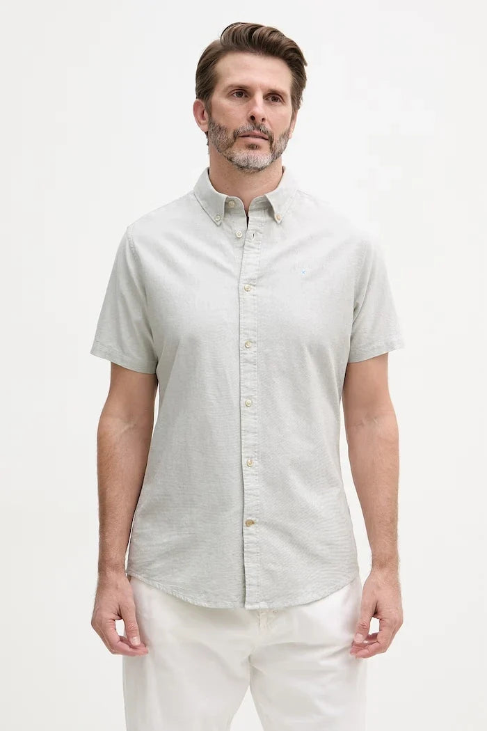 Camisa de hombre Barbour de algodón Oxford Oxtown de manga corta entallada