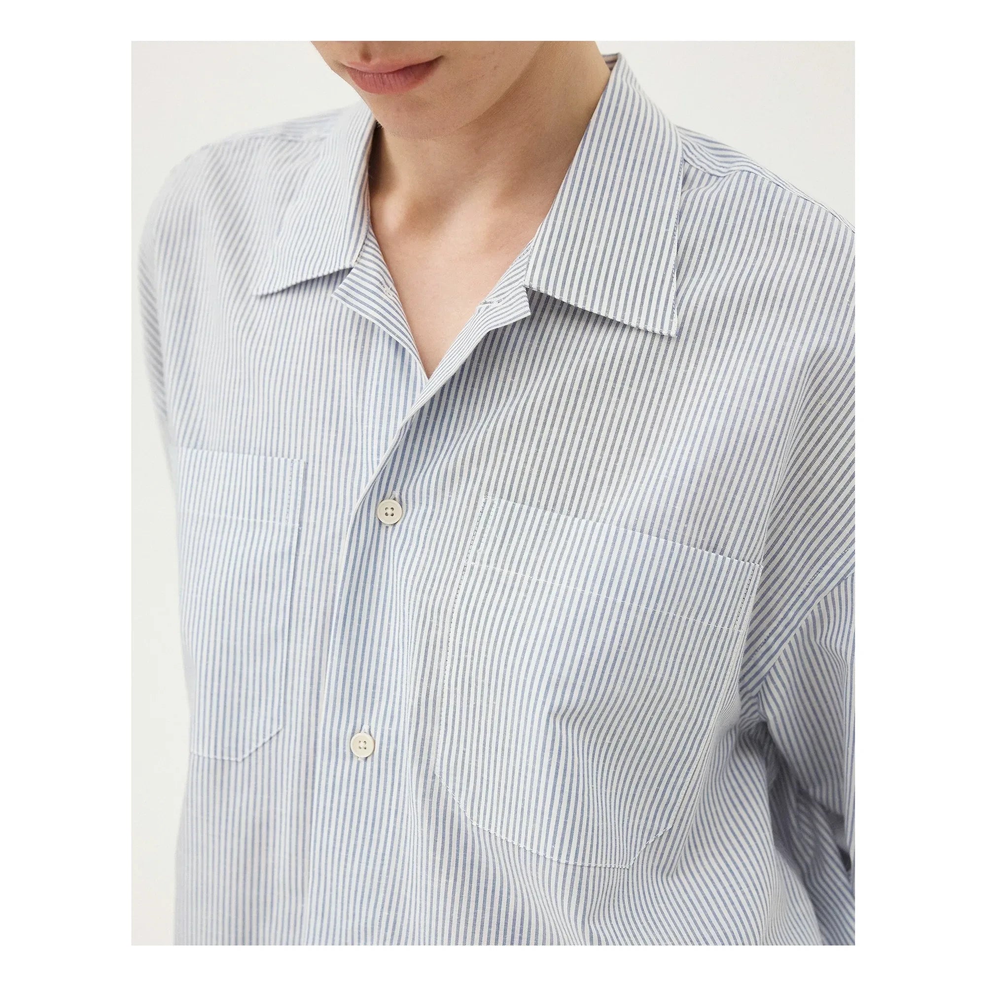 Noyoco - Camisa De Algodón Orgánico De Raya Bora | Azul Claro