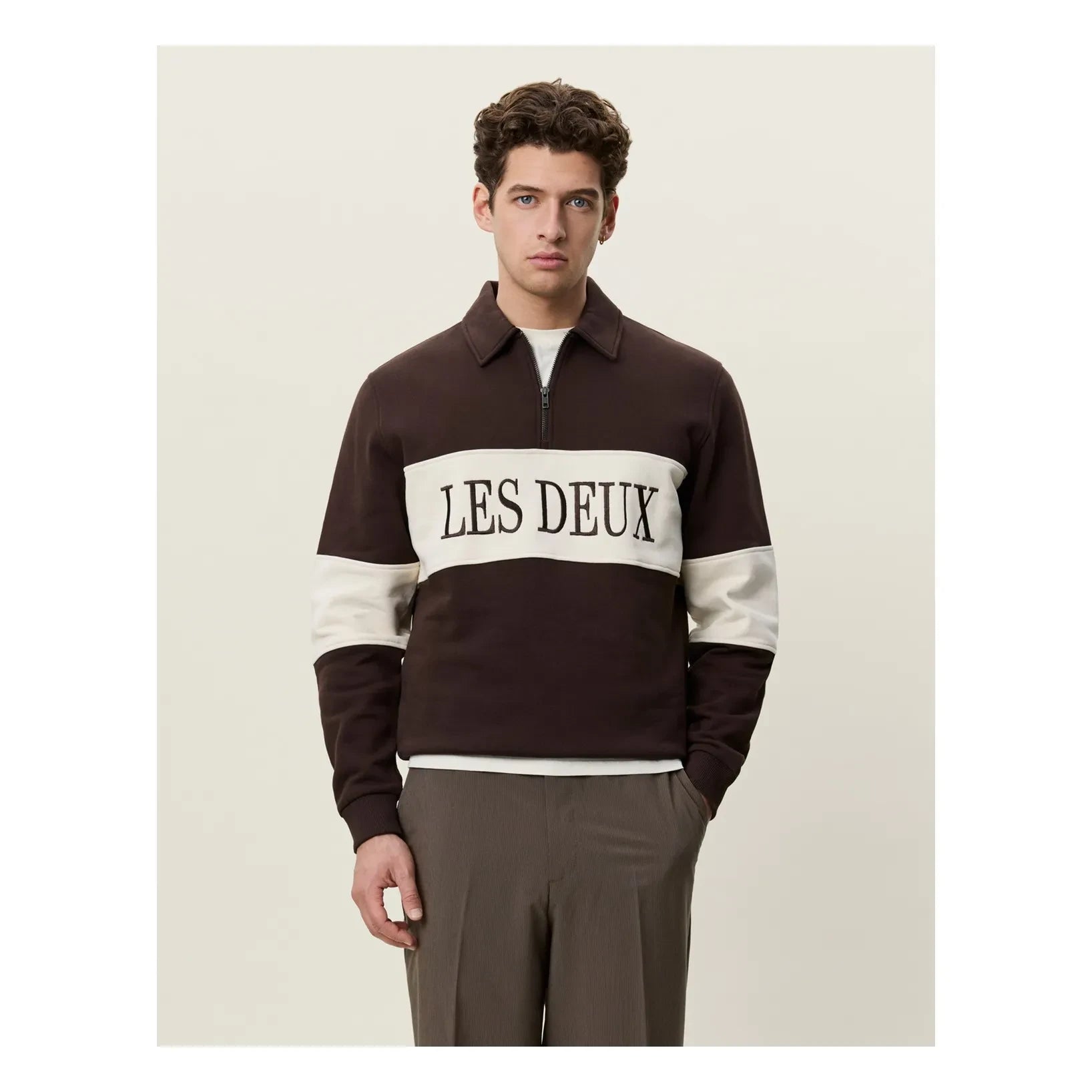 Les Deux - Rugby Fermuarlı Polo Tişört | Kahverengi