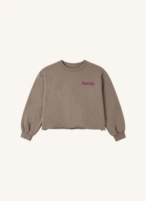 Smallable Kid - Sudadera Orgánica de Algodón con Bolsillo en Ciruela | Marrón Helado