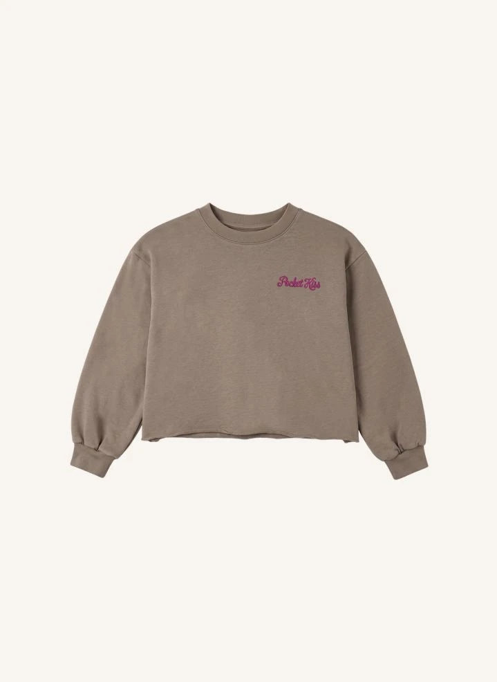 Smallable Kid - Sudadera Orgánica de Algodón con Bolsillo en Ciruela | Marrón Helado