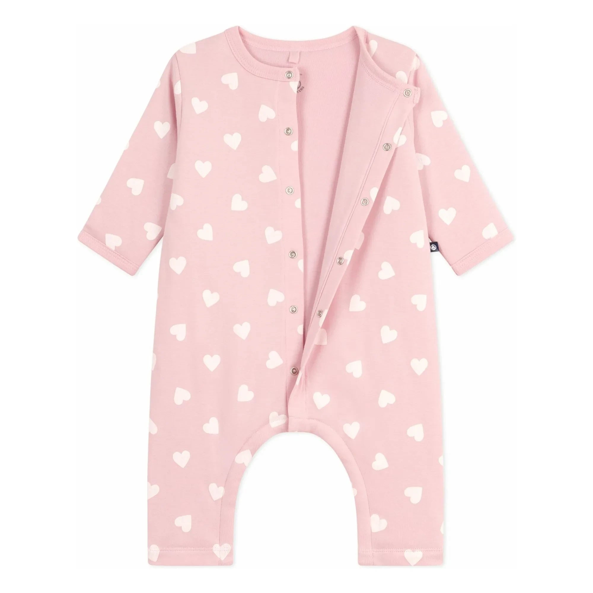Petit Bateau - Pelele de corazones acolchados de algodón | Rosa claro