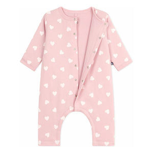 Petit Bateau - Pelele de corazones acolchados de algodón | Rosa claro